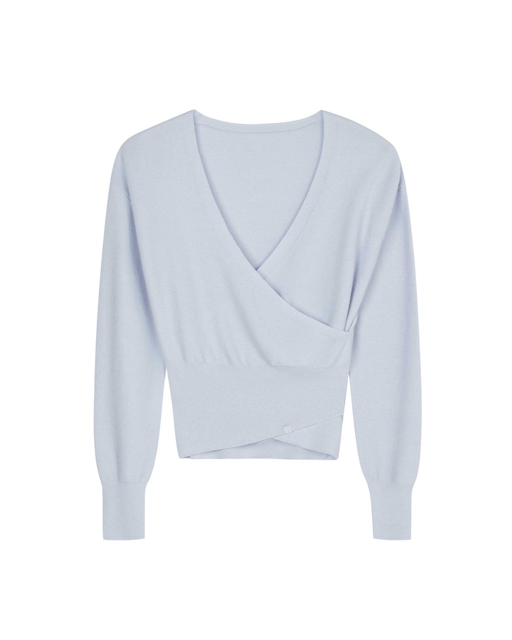 blue wool wrap sweater