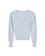 blue wool wrap sweater
