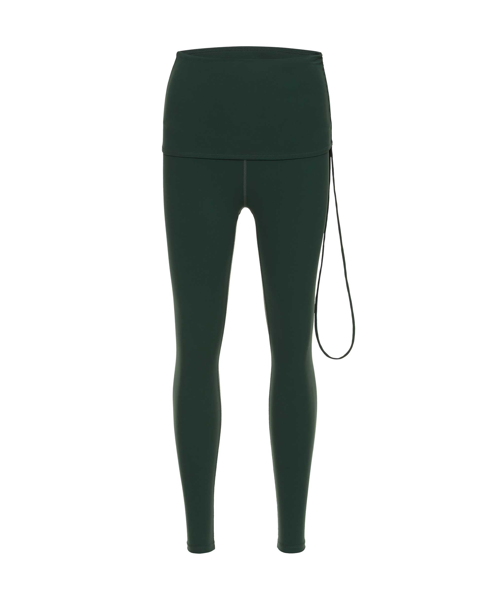 green drawstring leggings