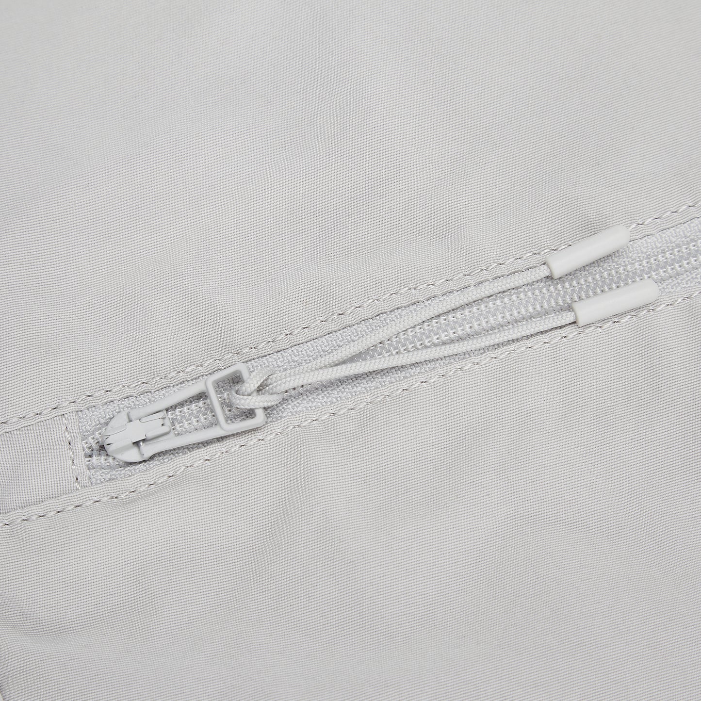 zip detail on grey bag