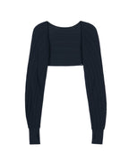 flat lay of black shrug