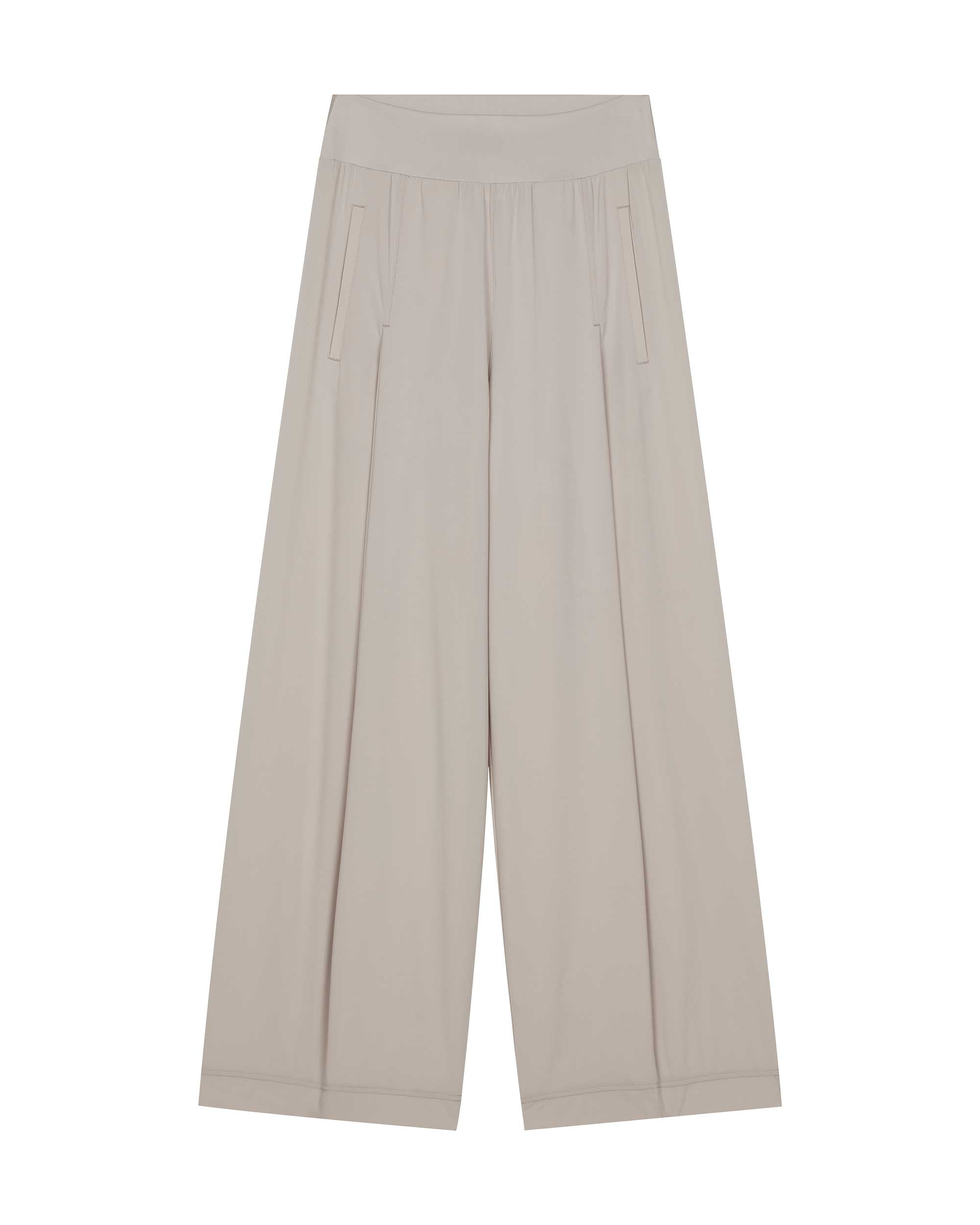 flat lay of light beige pants
