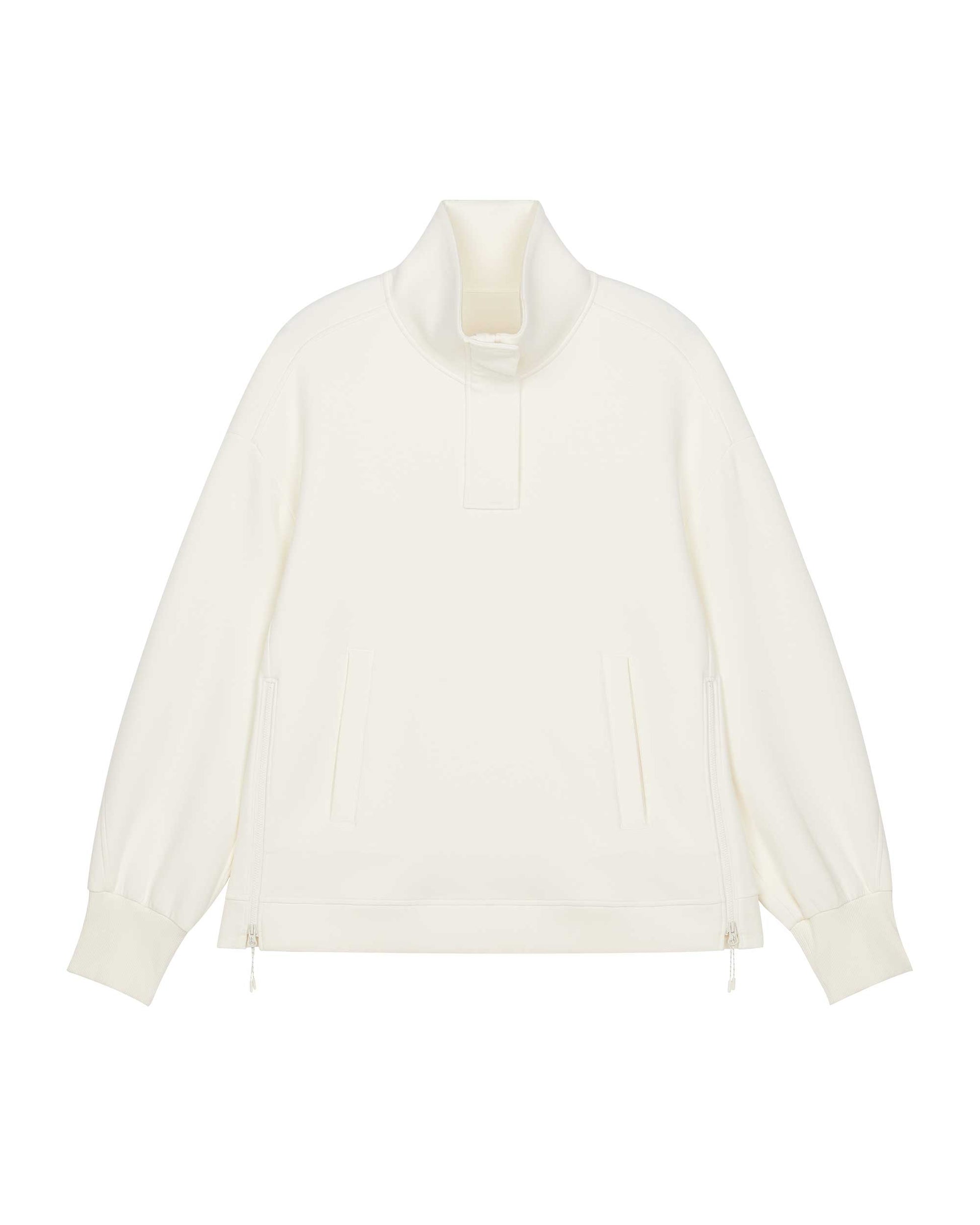 white half zip sweatshirt