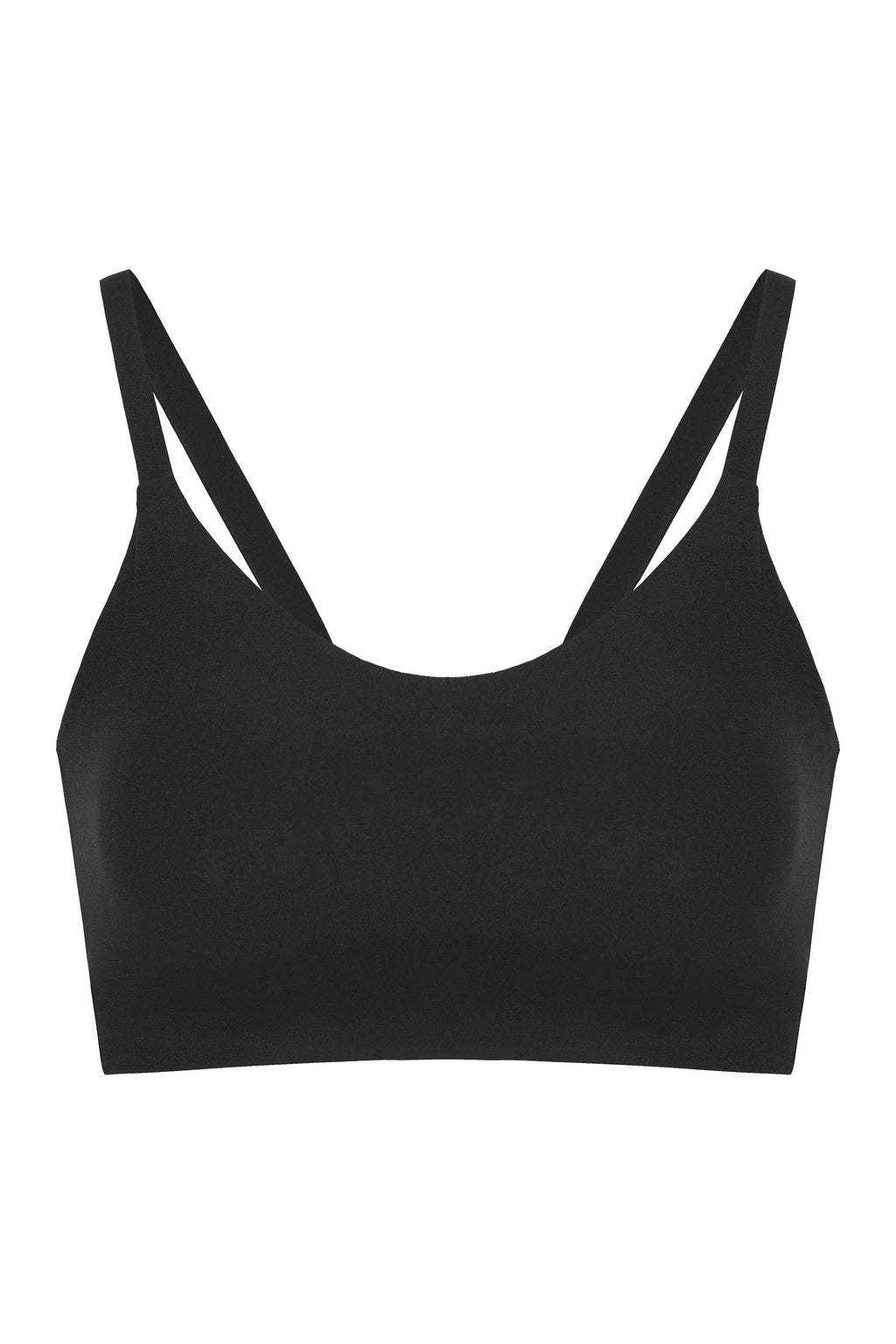 flat lay of black sports bra