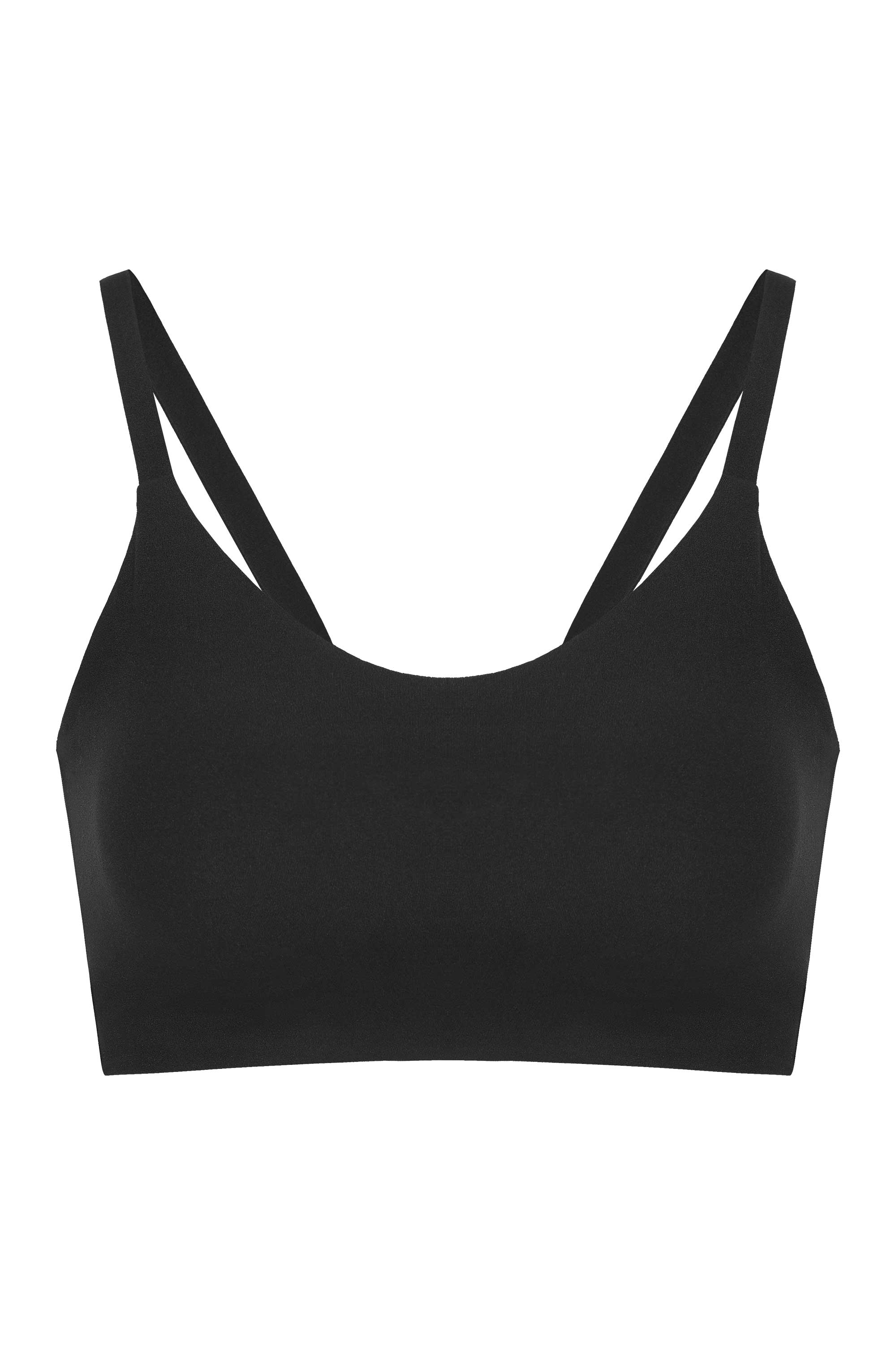 flat lay of black sports bra