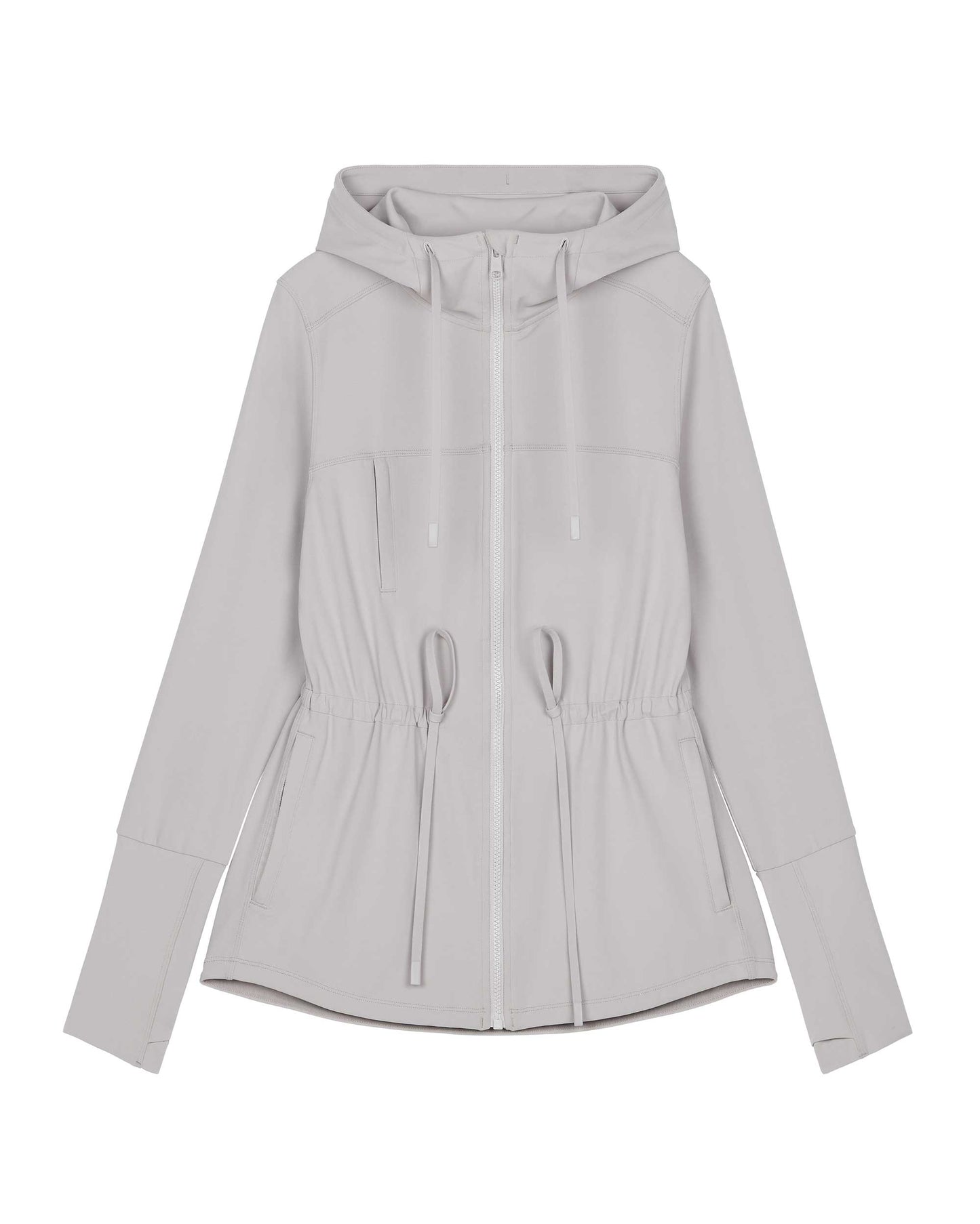 light grey hooded jacket