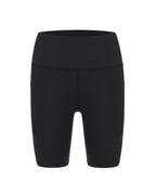 flat lay of black biker shorts