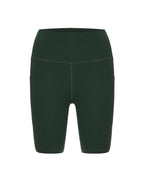 flat lay of green biker shorts
