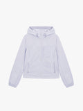 flat lay of light purple hooded fleece jacket