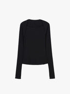flat lay of black wool top