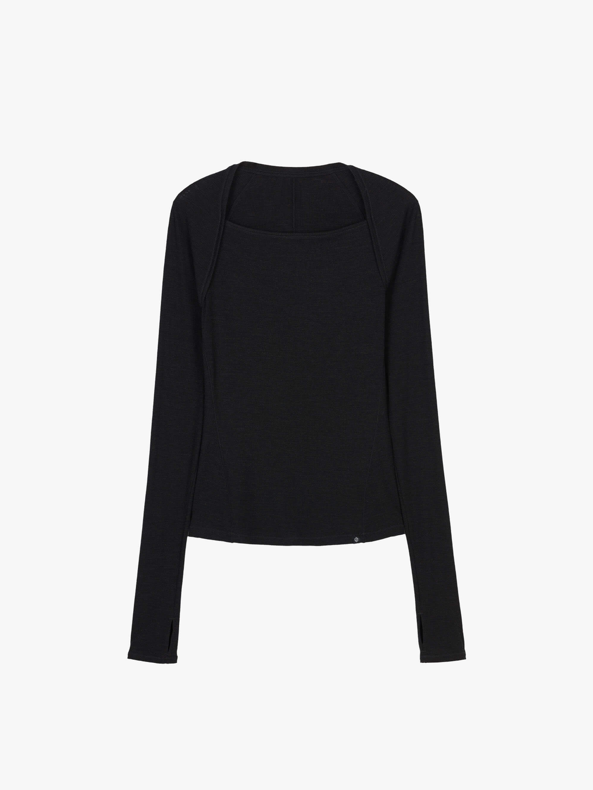 flat lay of black wool top