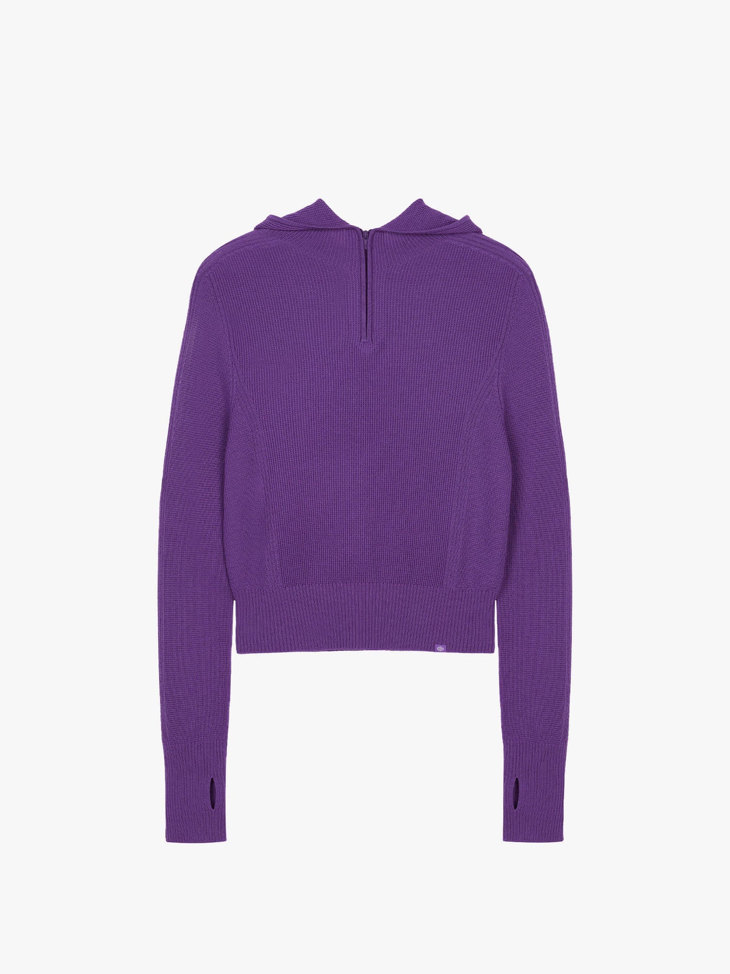 flat lay of purple knitted hoodie