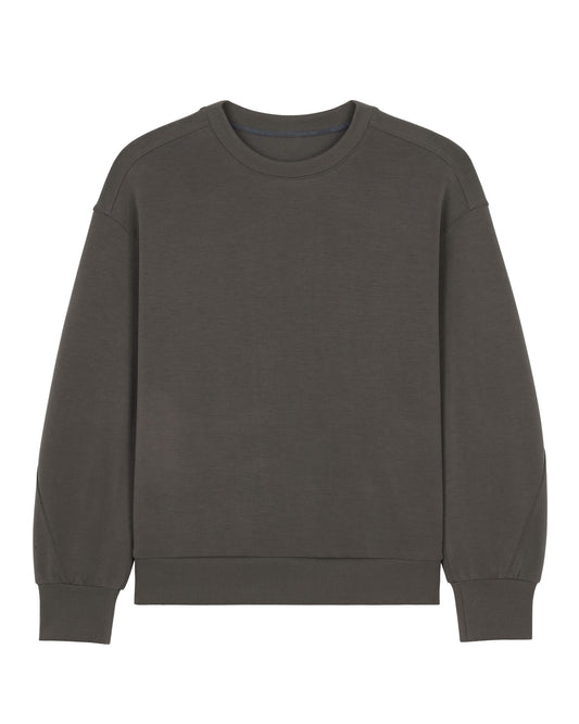 Flat lay of dark gray sweatshirt