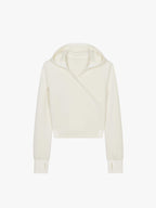 flat lay of white hoodie