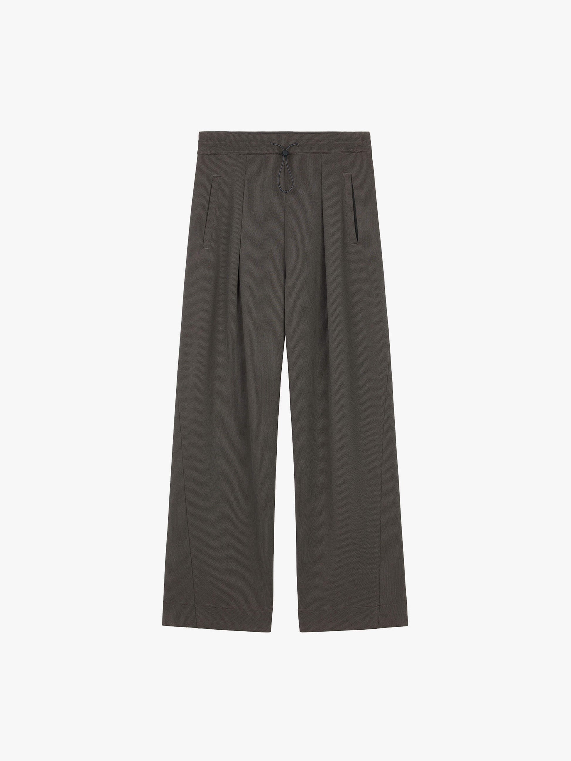 flat lay of dark gray wide leg pants