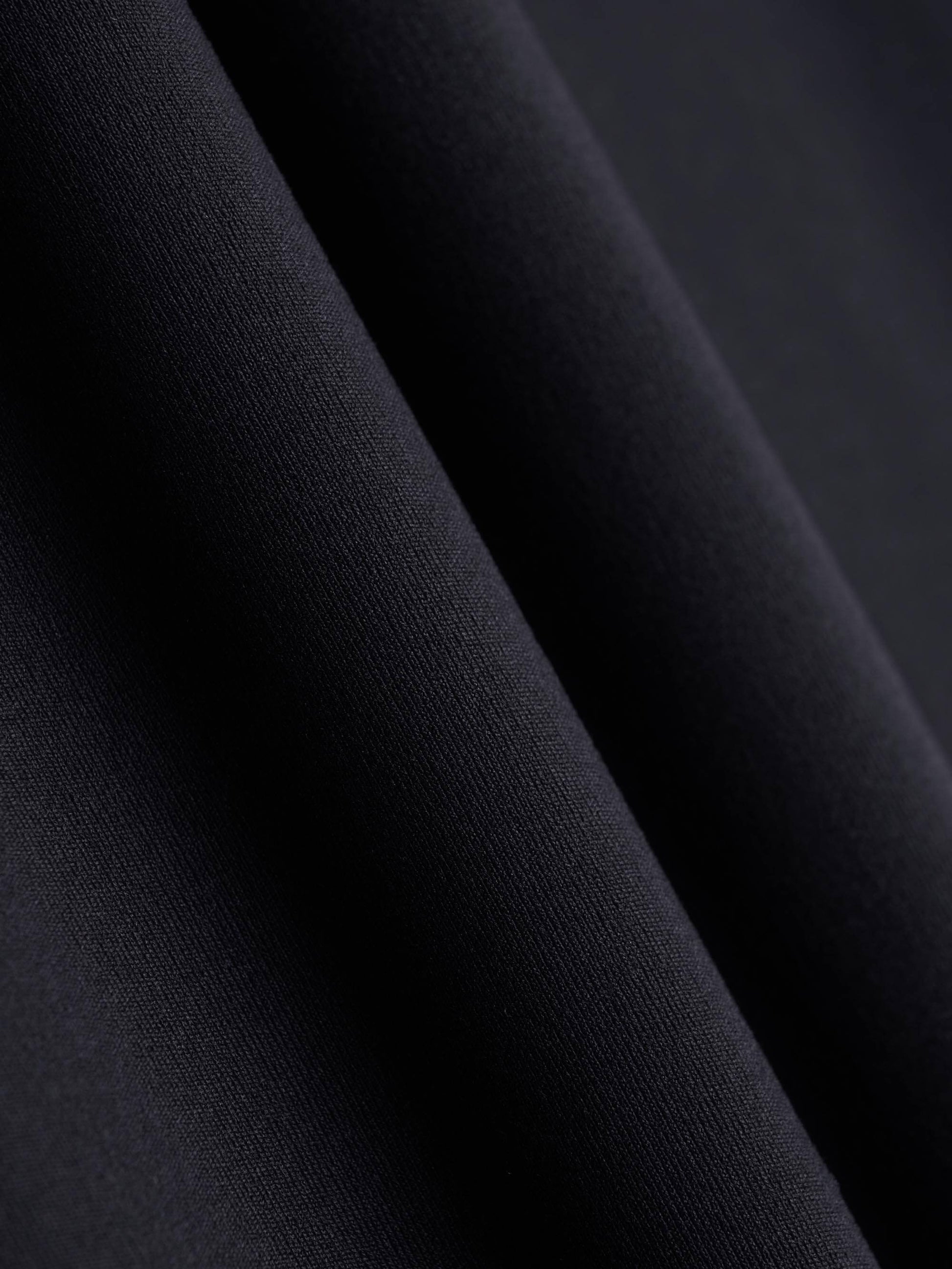 Close-up of black fabric, showing smooth texture and soft folds.