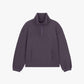 flat lay of dark purple fleece sweatshirt