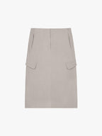 flat lay of gray midi skirt