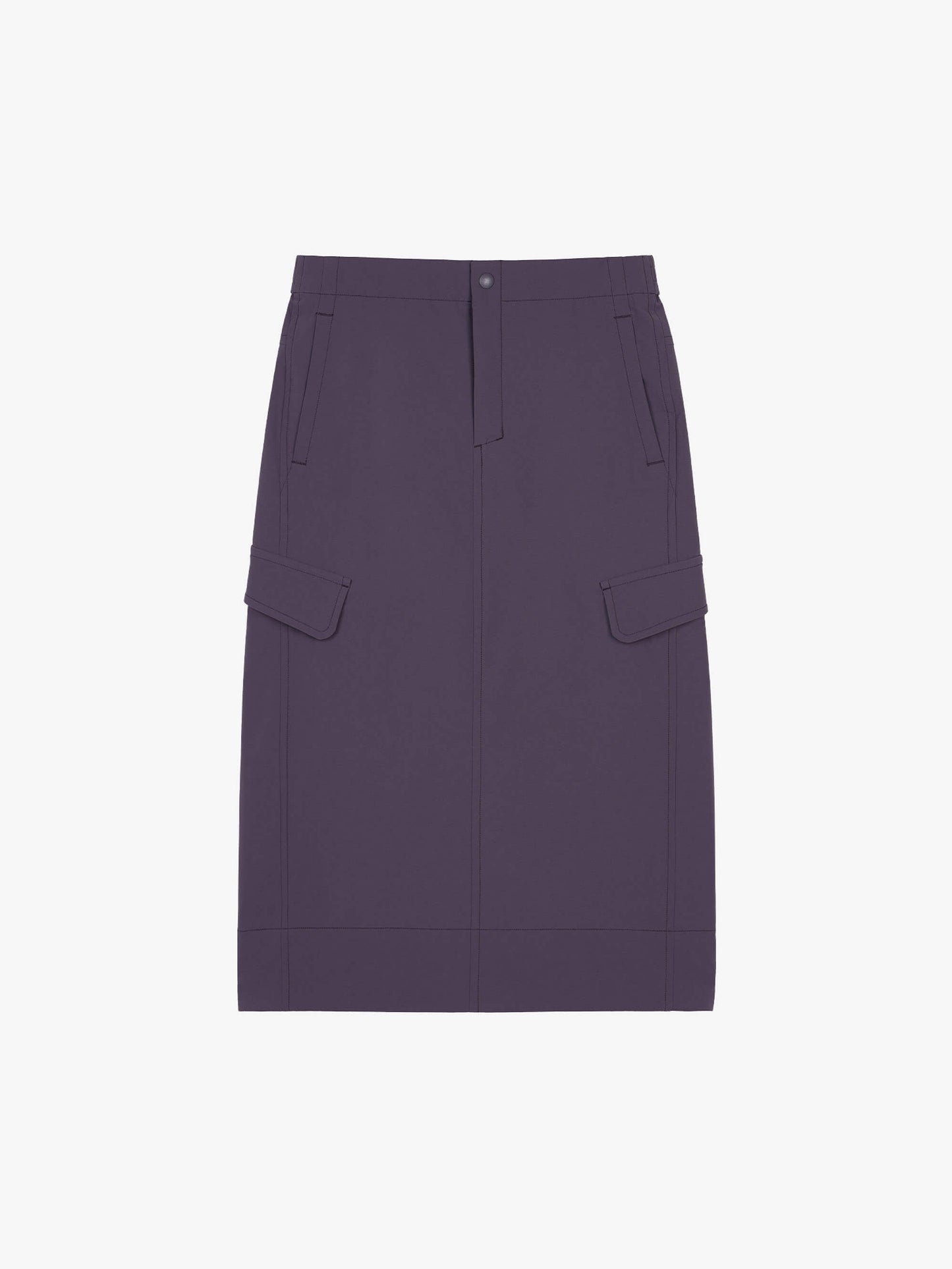 flat lay of dark purple midi skirt