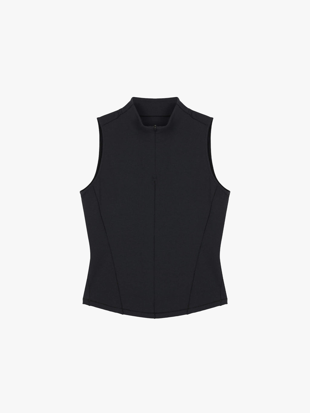 flat lay of black crewneck sleeveless top
