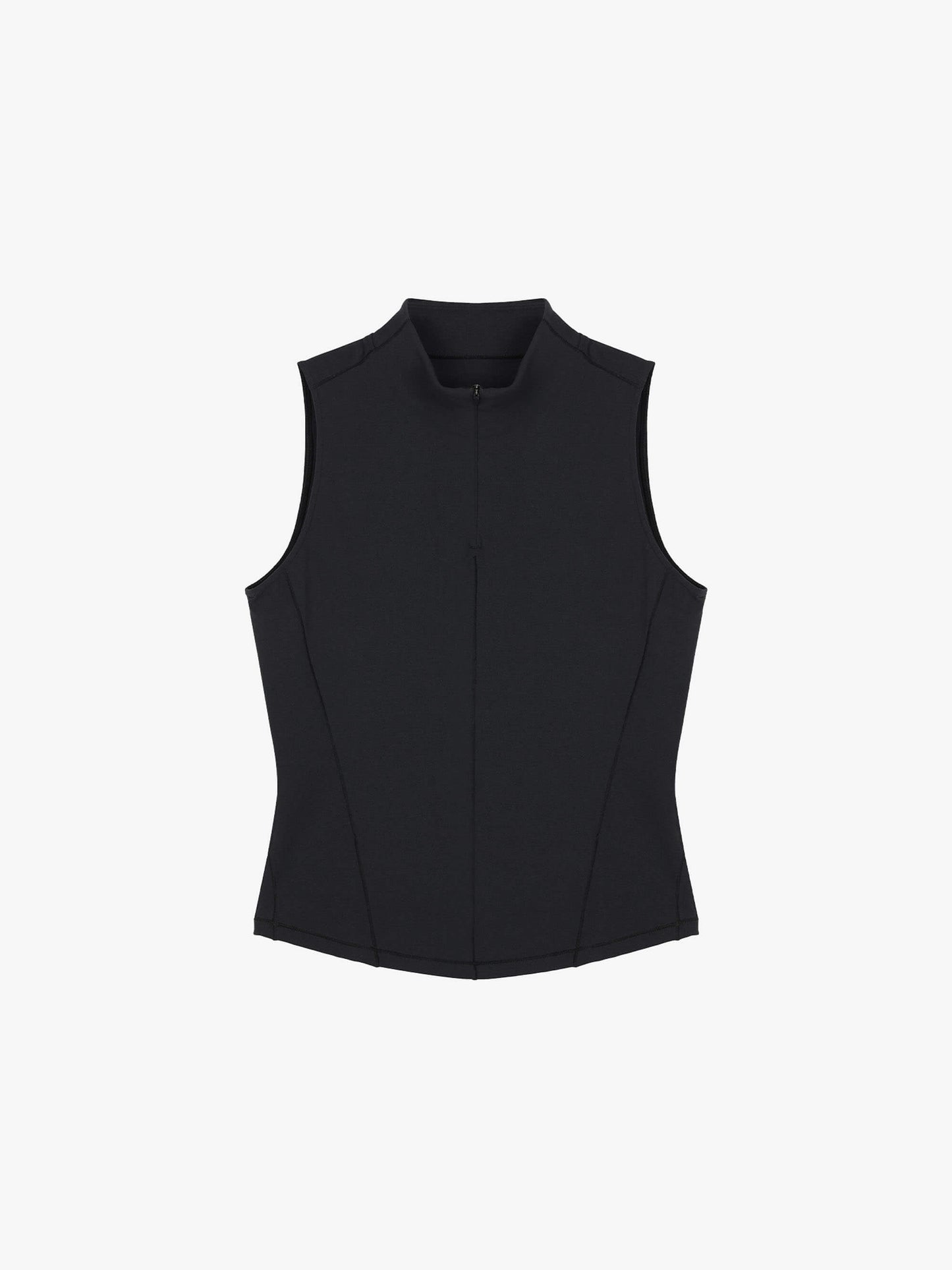 flat lay of black crewneck sleeveless top