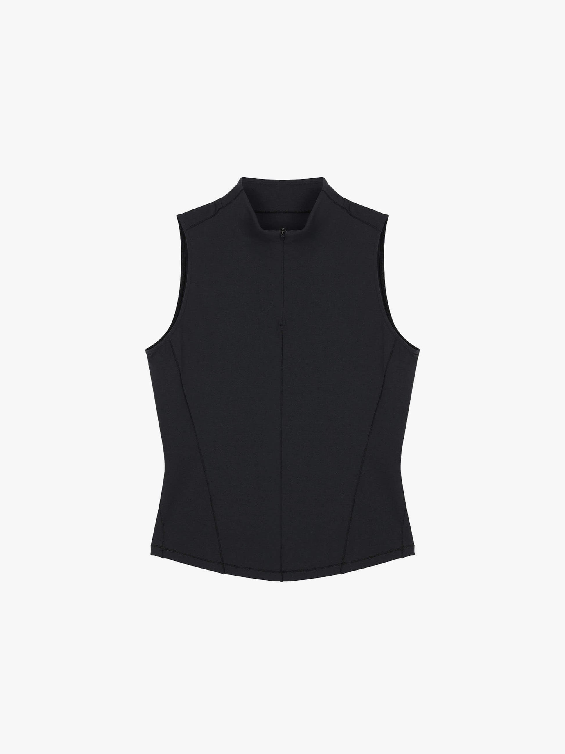 flat lay of black crewneck sleeveless top