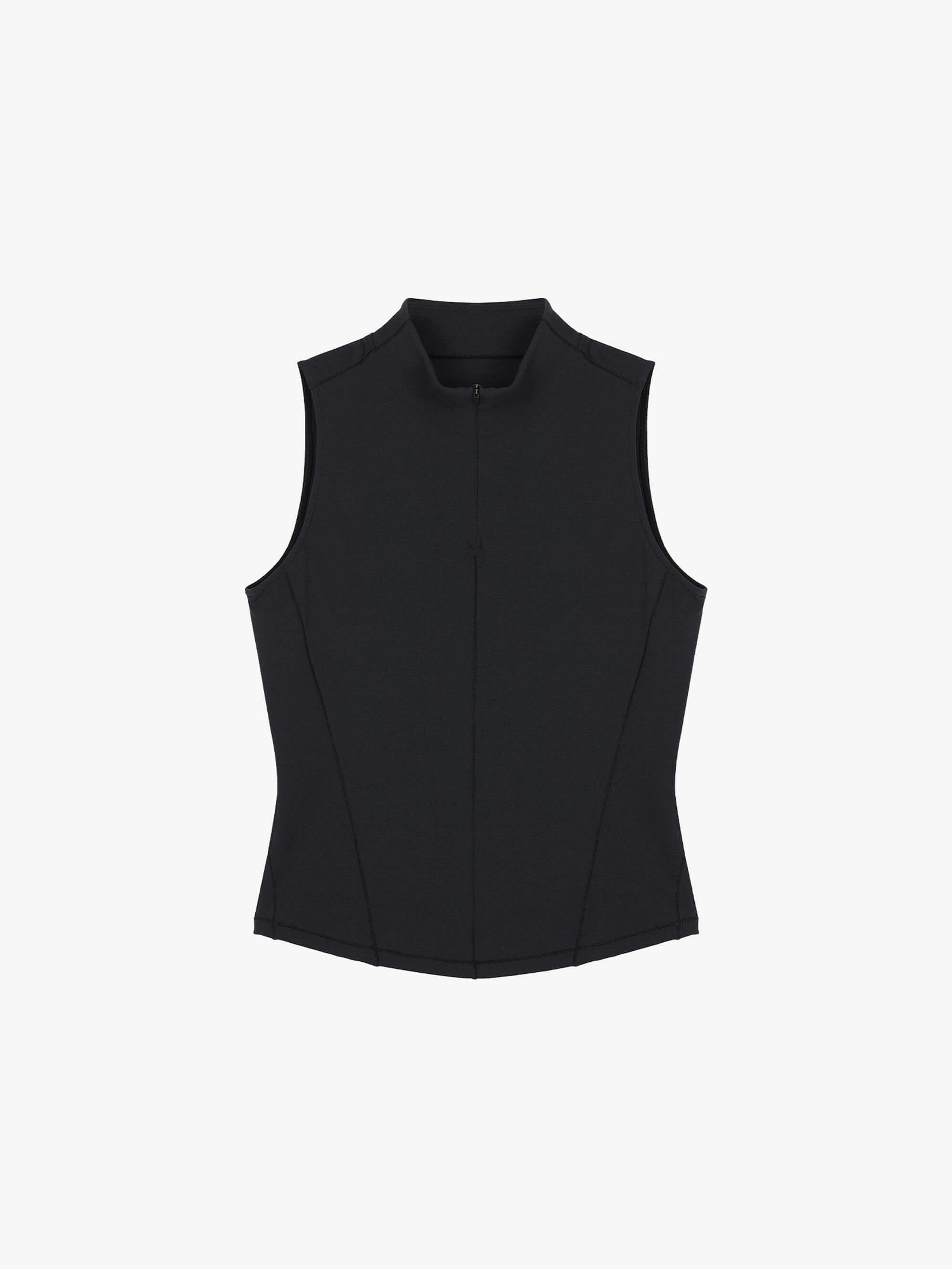 flat lay of black crewneck sleeveless top