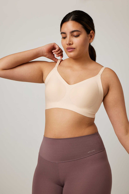 ANESHA Women's Pure Comfort Light Support Pullover Wireless T-Shirt Bra  with Moisture-Wicking Free Size (28-34) Pack of 1 Beige Colour