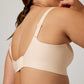 the back of woman wearing off white bra