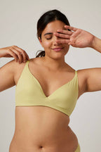 woman in lemon color bra