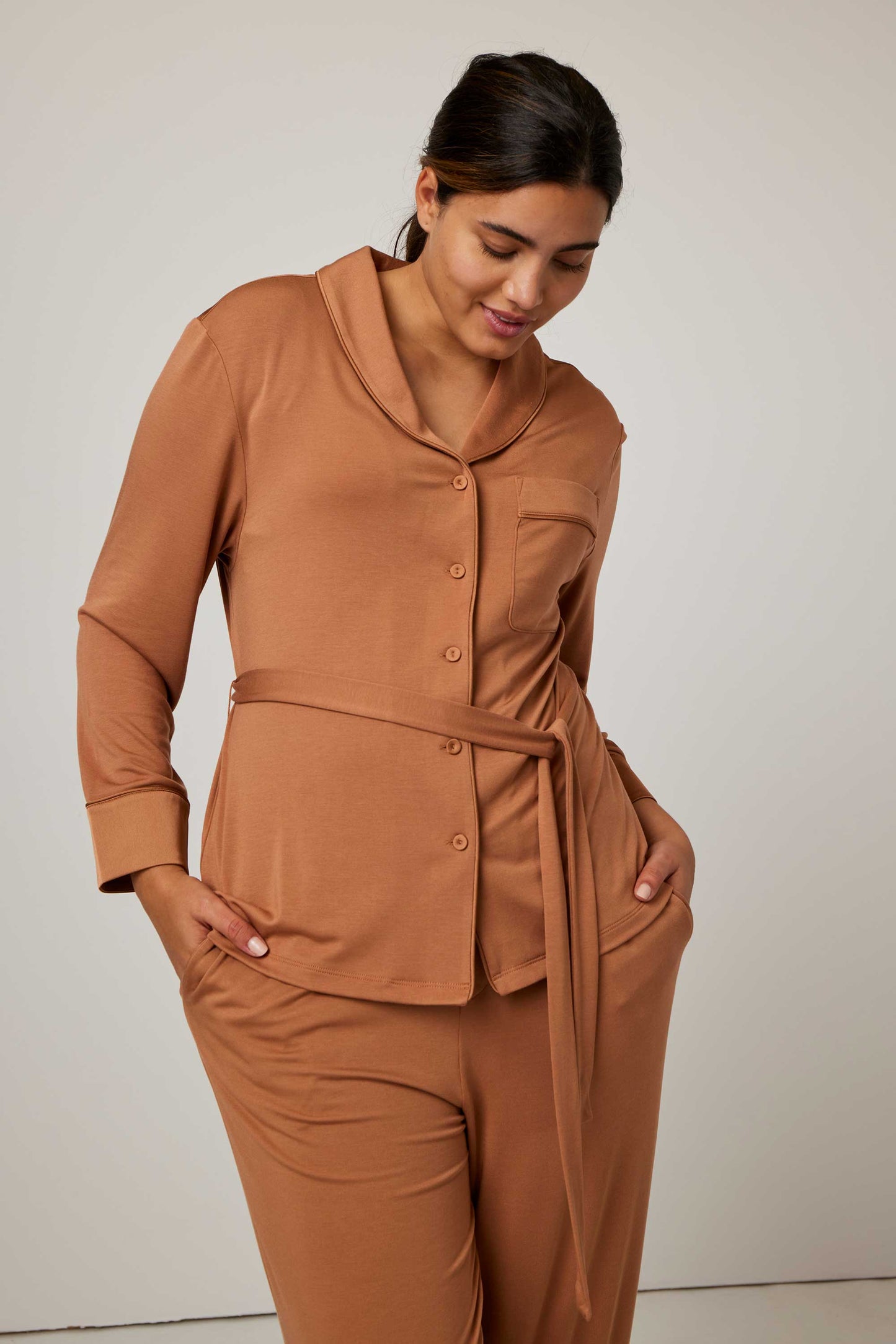Classic Cozy Belted Pajama Shirt