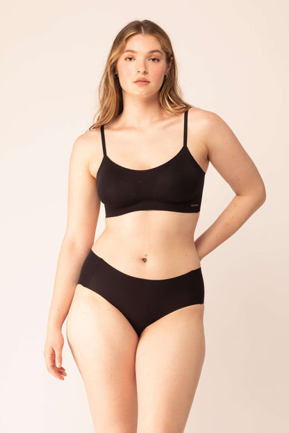 woman in black bra and brief