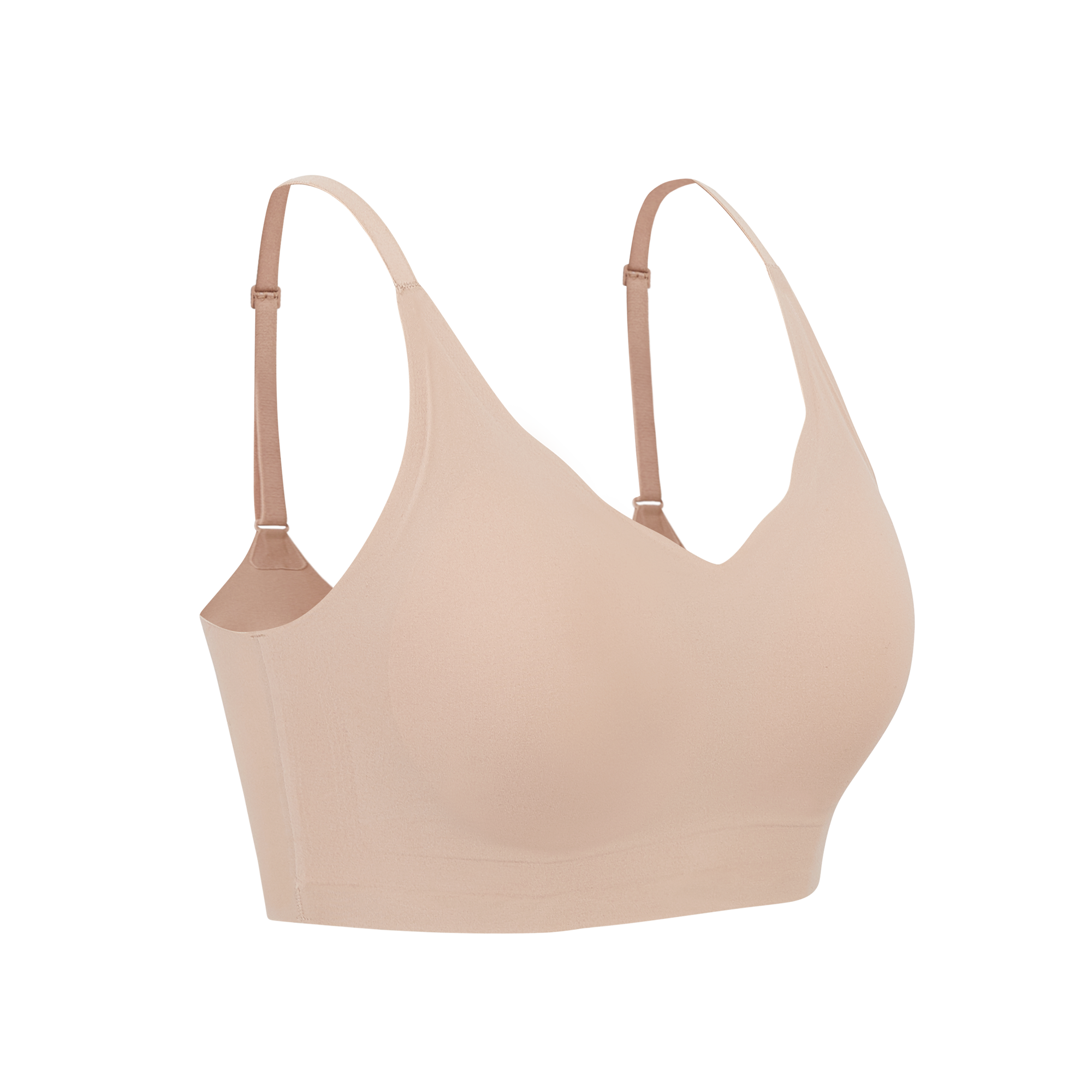Beige bralette on a white background