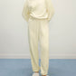 Women with cream color fluffy loungewear set