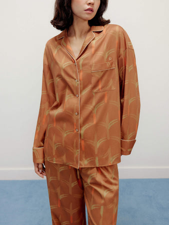 Flower Print Classic Embroidered Pajama Top – NEIWAI