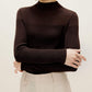 brown silky wool mock neck sweater