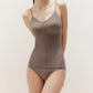 woman in brown camisole and brief