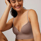 Woman wearing gray bra 
