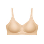 flat lay of a light nude bra