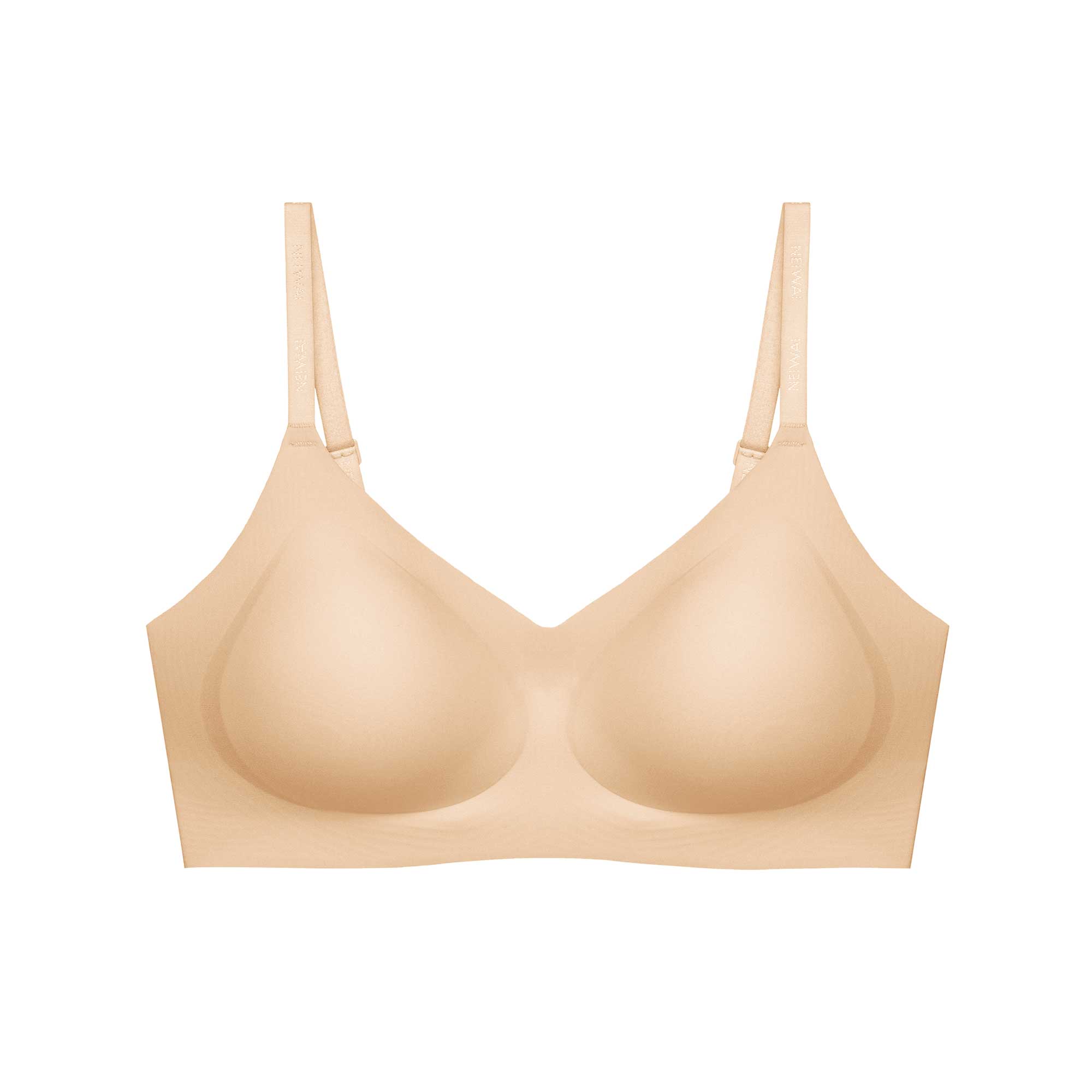 flat lay of a light nude bra