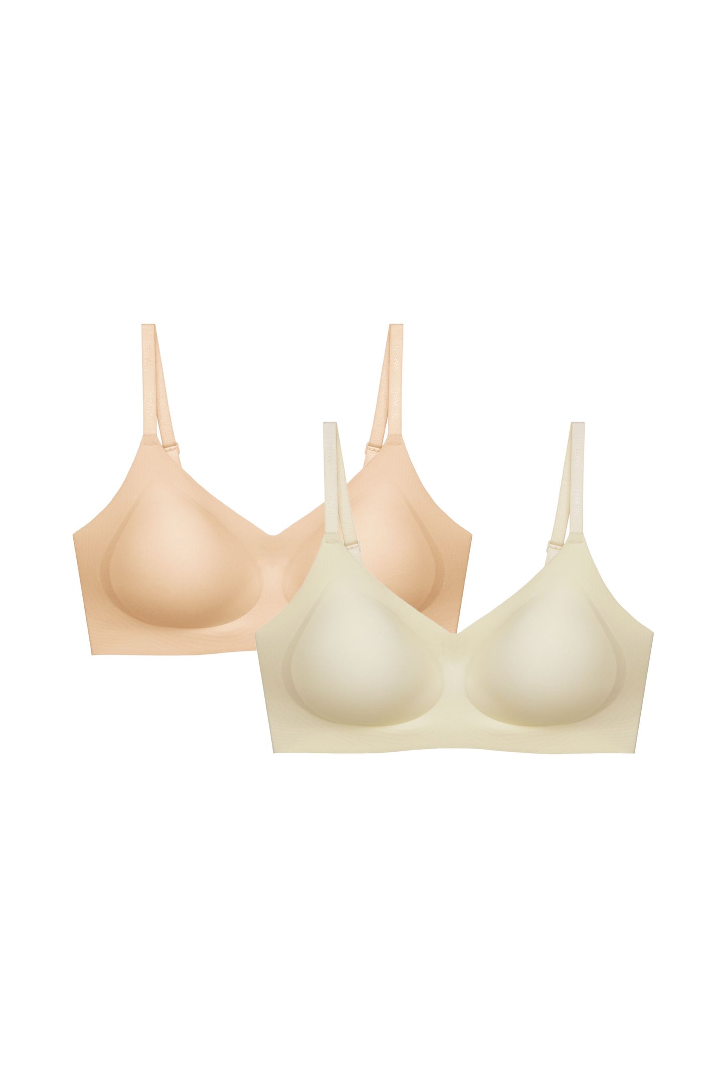two bras in tan and cream