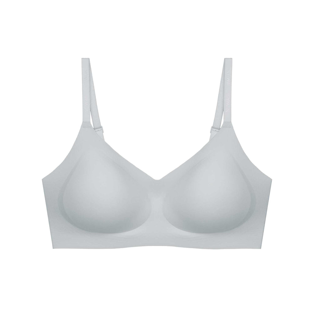 flat lay of a light blue bra