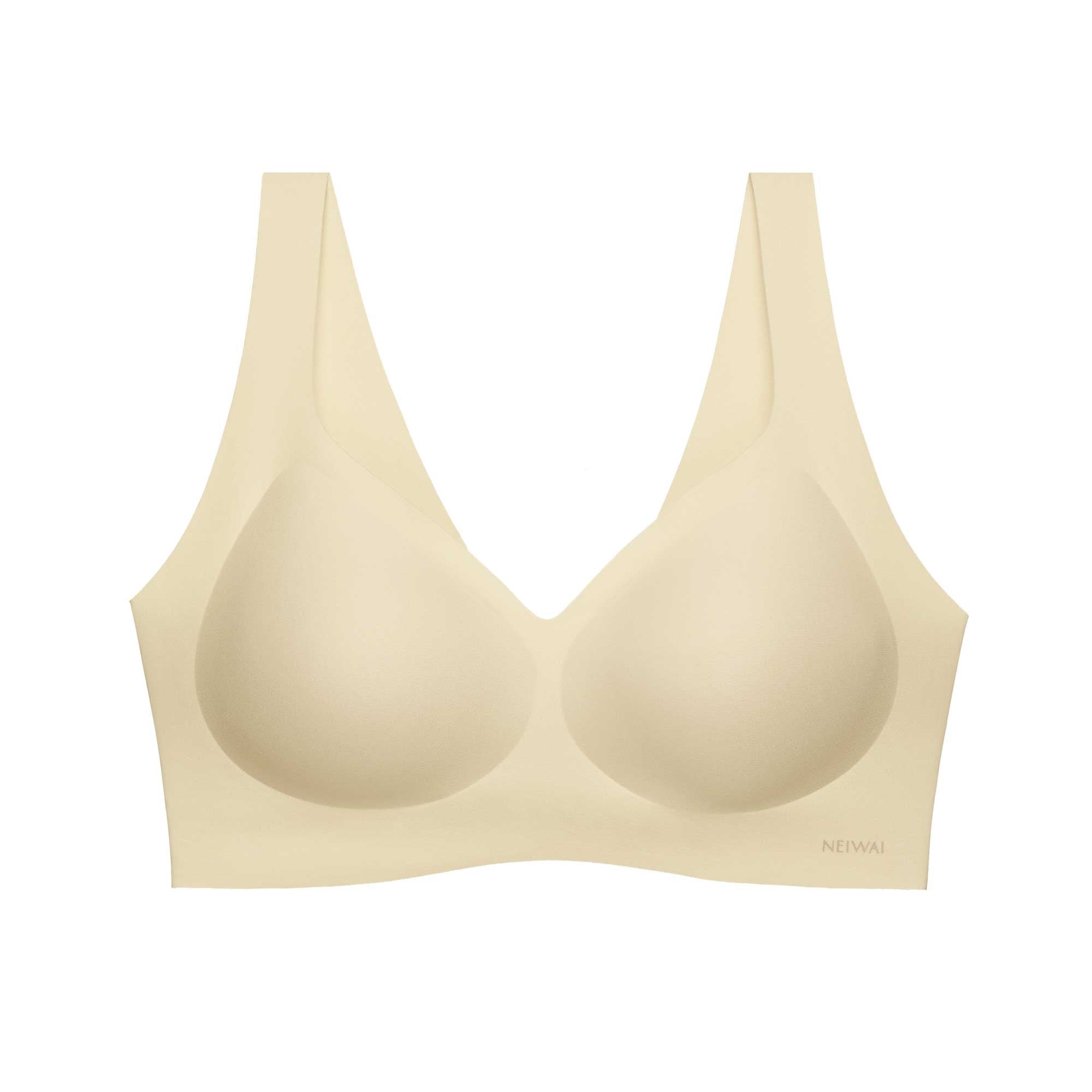 flat lay of a light yellow bra