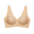 flat lay of a light nude bra
