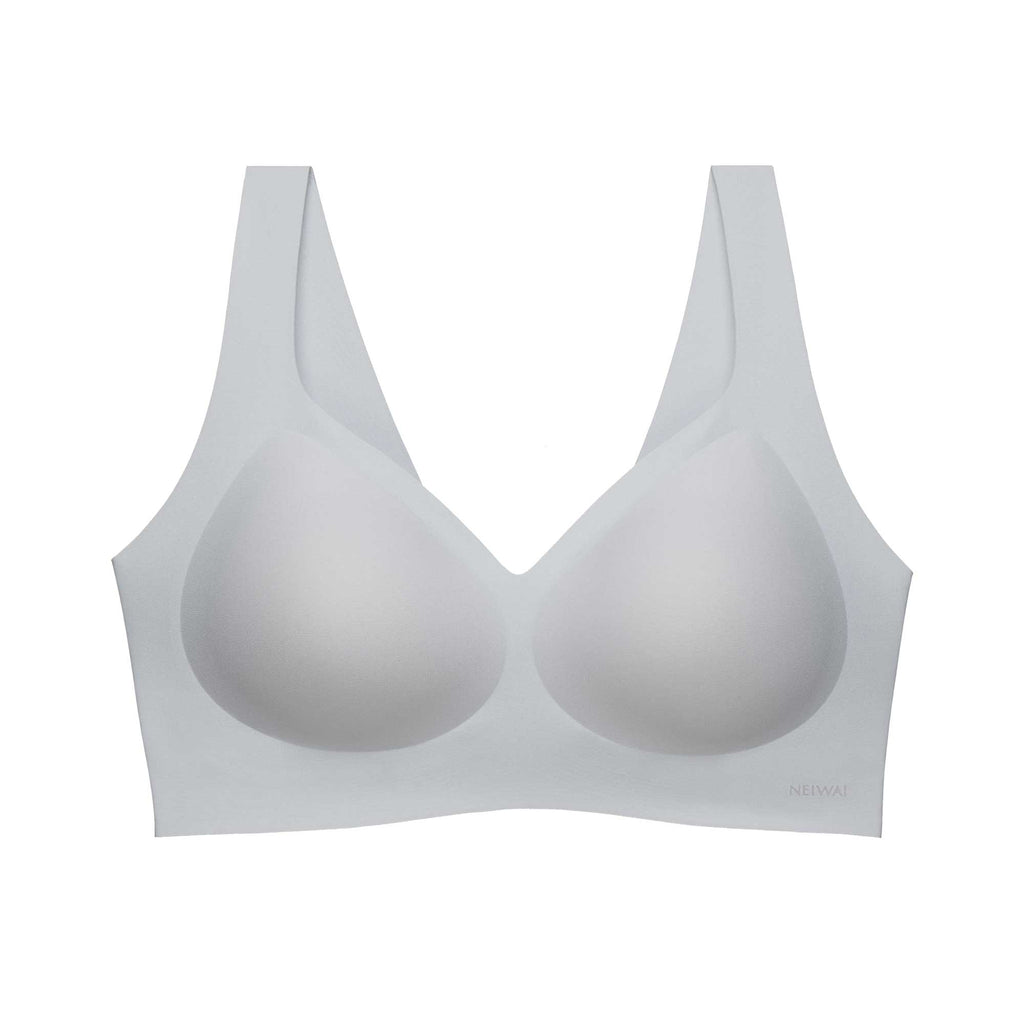 flat lay of light blue bra