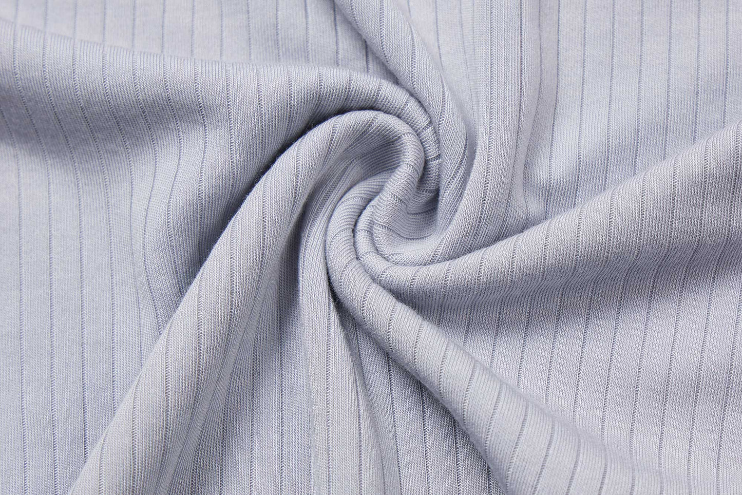 close up of soft ribbed blue fabric