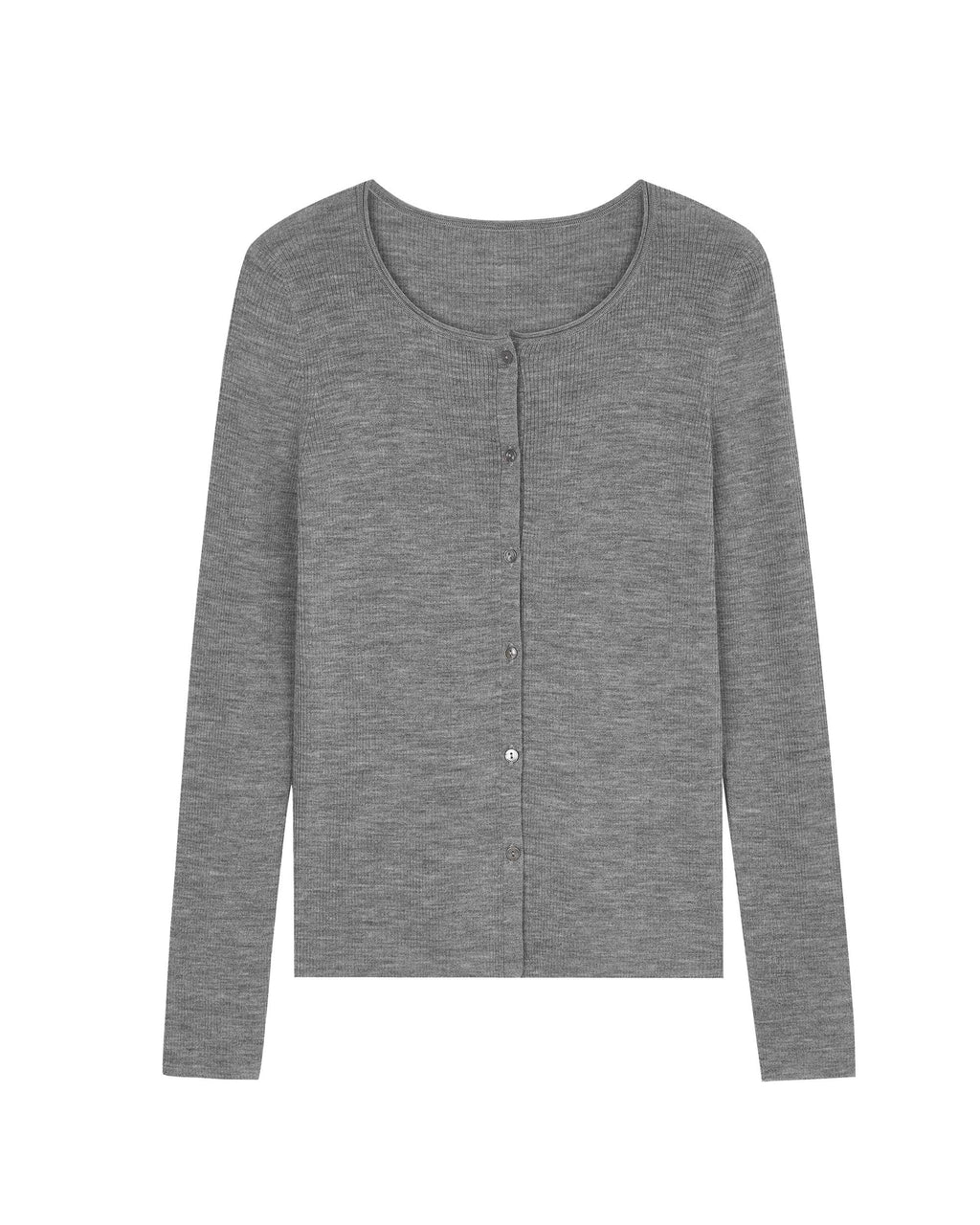 flat lay image of grey cardigan