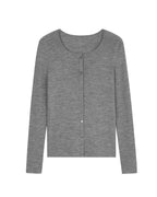 flat lay image of grey cardigan