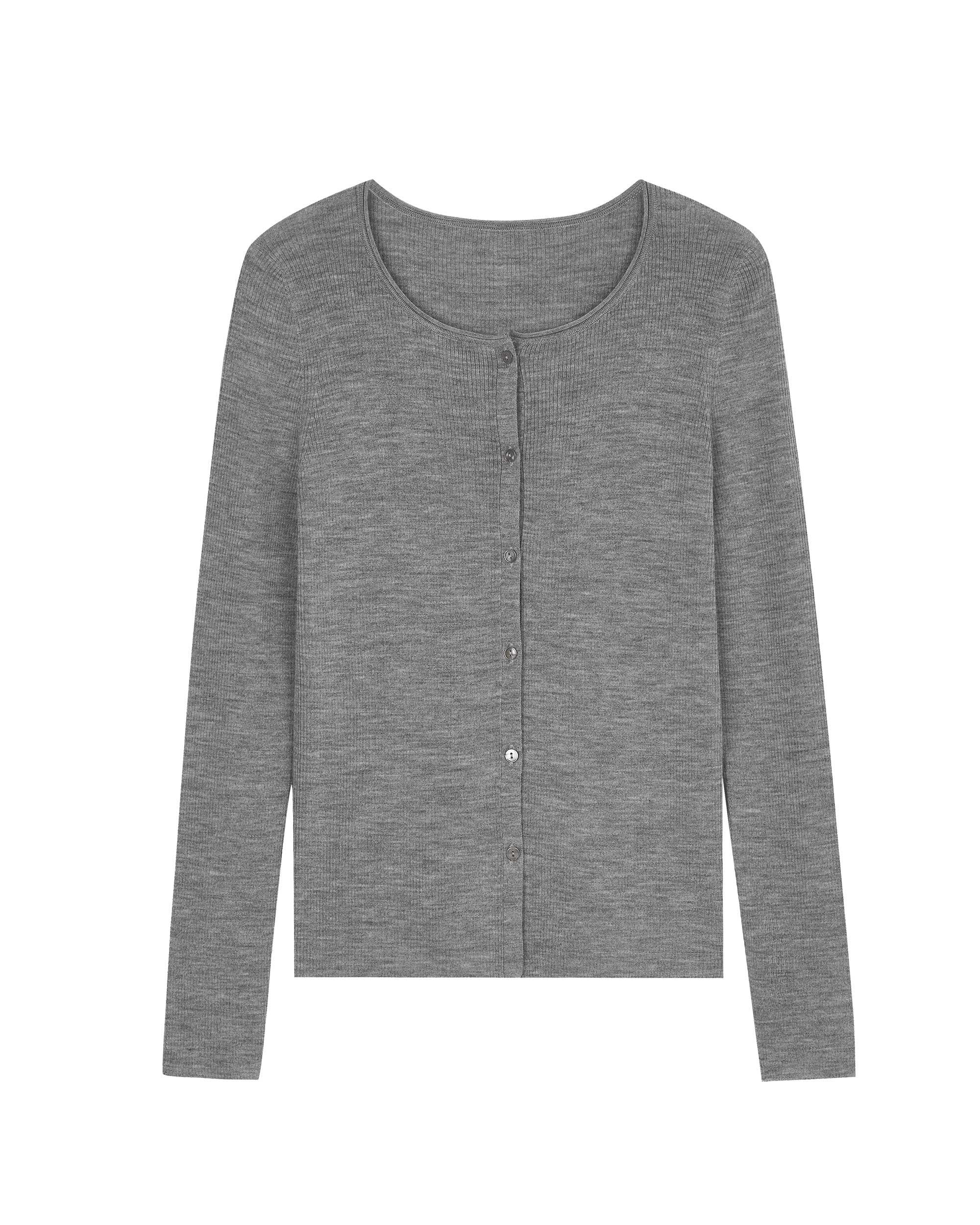 flat lay image of grey cardigan