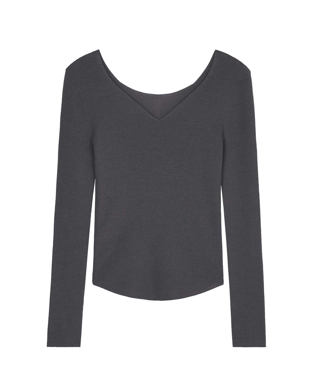 flat lay image of purple v neck sweater